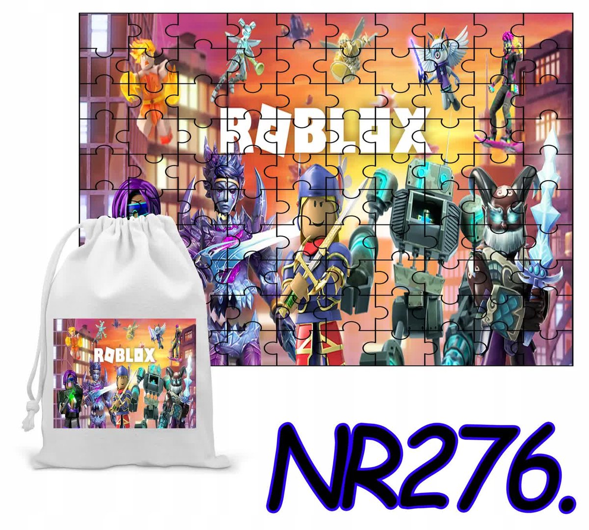 Puzzle 110El. Układanka Dla Dzieci Roblox Ludziki Gry+ Woreczek Z Nadrukiem
