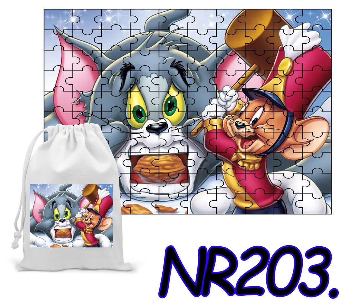Puzzle 120 El. Układanka Prezent Tom I Jerry Bajki + Woreczek Z Nadrukiem