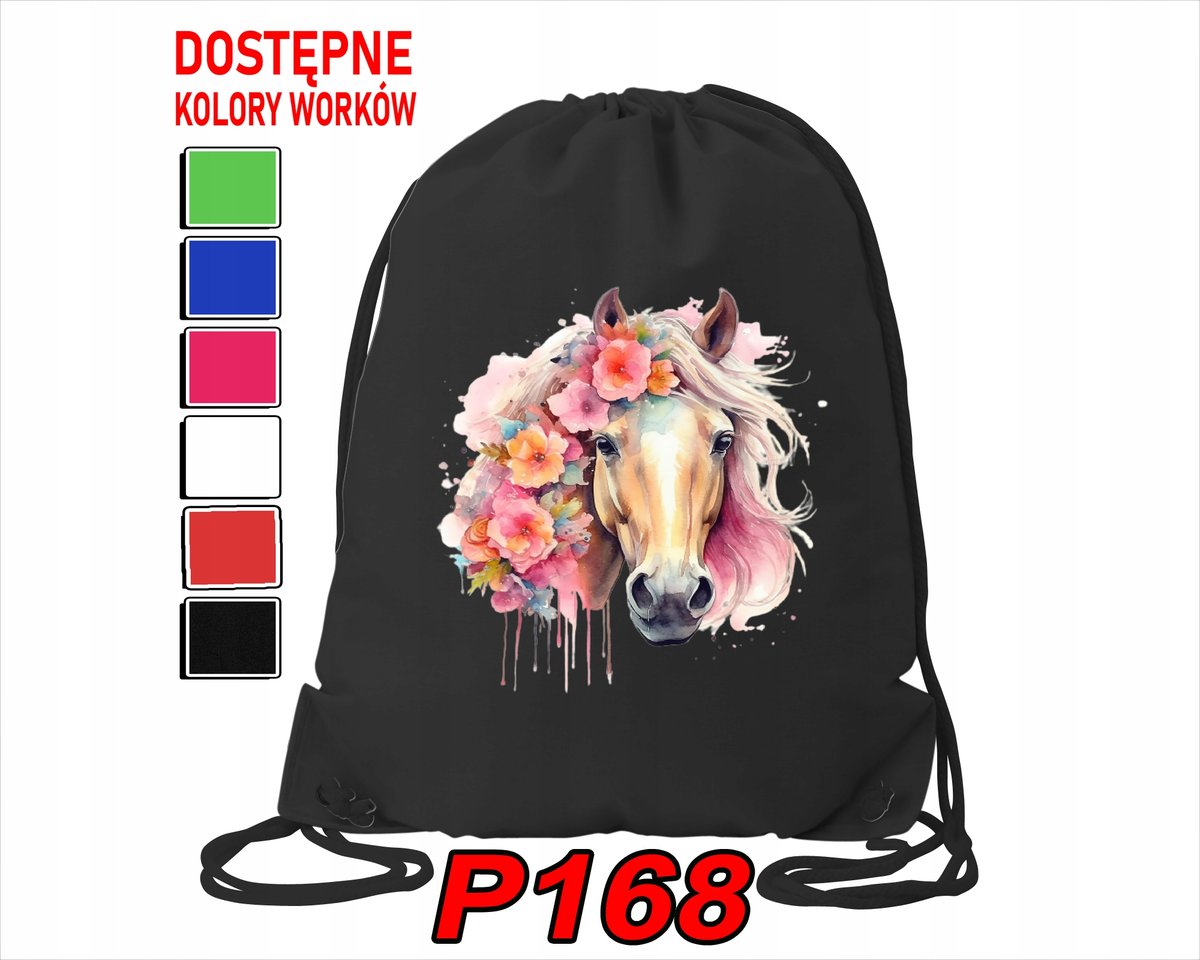 WOREK SZKOLNY NA WF BUTY SPORTOWY DLA DZIECKA KONIE KONIKI + IMIĘ