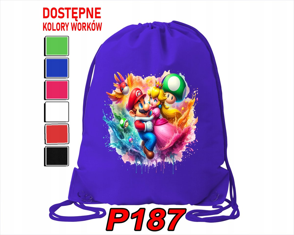 WOREK SZKOLNY NA WF BUTY SPORTOWY DLA DZIECKA GRY 5 WZORÓW + IMIĘ