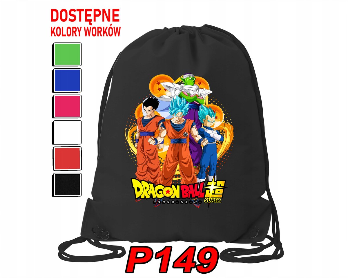 WOREK SZKOLNY NA WF BUTY SPORTOWY DLA DZIECKA DRAGONBALL ANIME+ IMIĘ