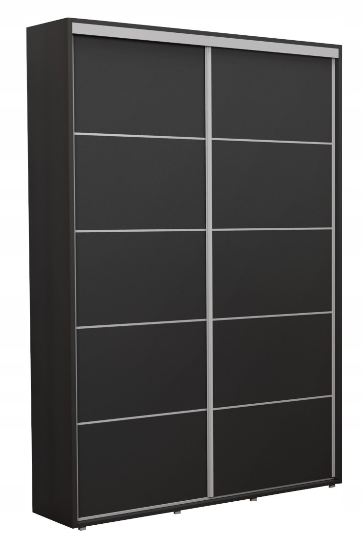 NOWOCZESNA SZAFA DO GARDEROBY ZUZA SLIM Z PASKAMI 150X242 CZARNA