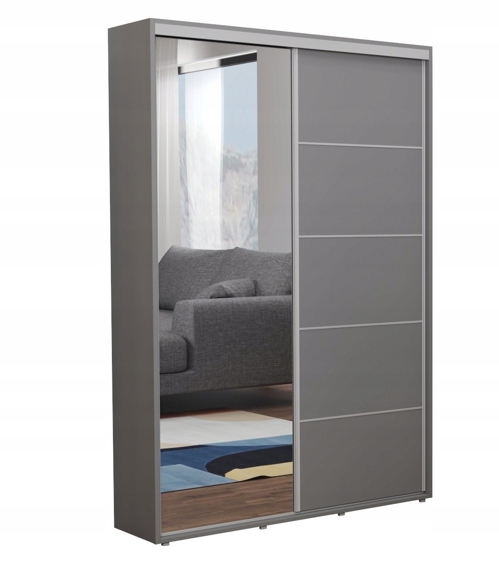 ORYGINALNA SZAFA PRZESUWNA ZUZA SLIM ALU LUSTRO+PASKI 170X242 ANTRACYT