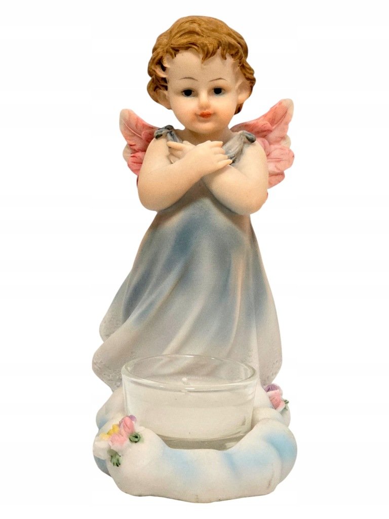 Figurka Aniołek Niebieski Świeczka 17cm TG012444A