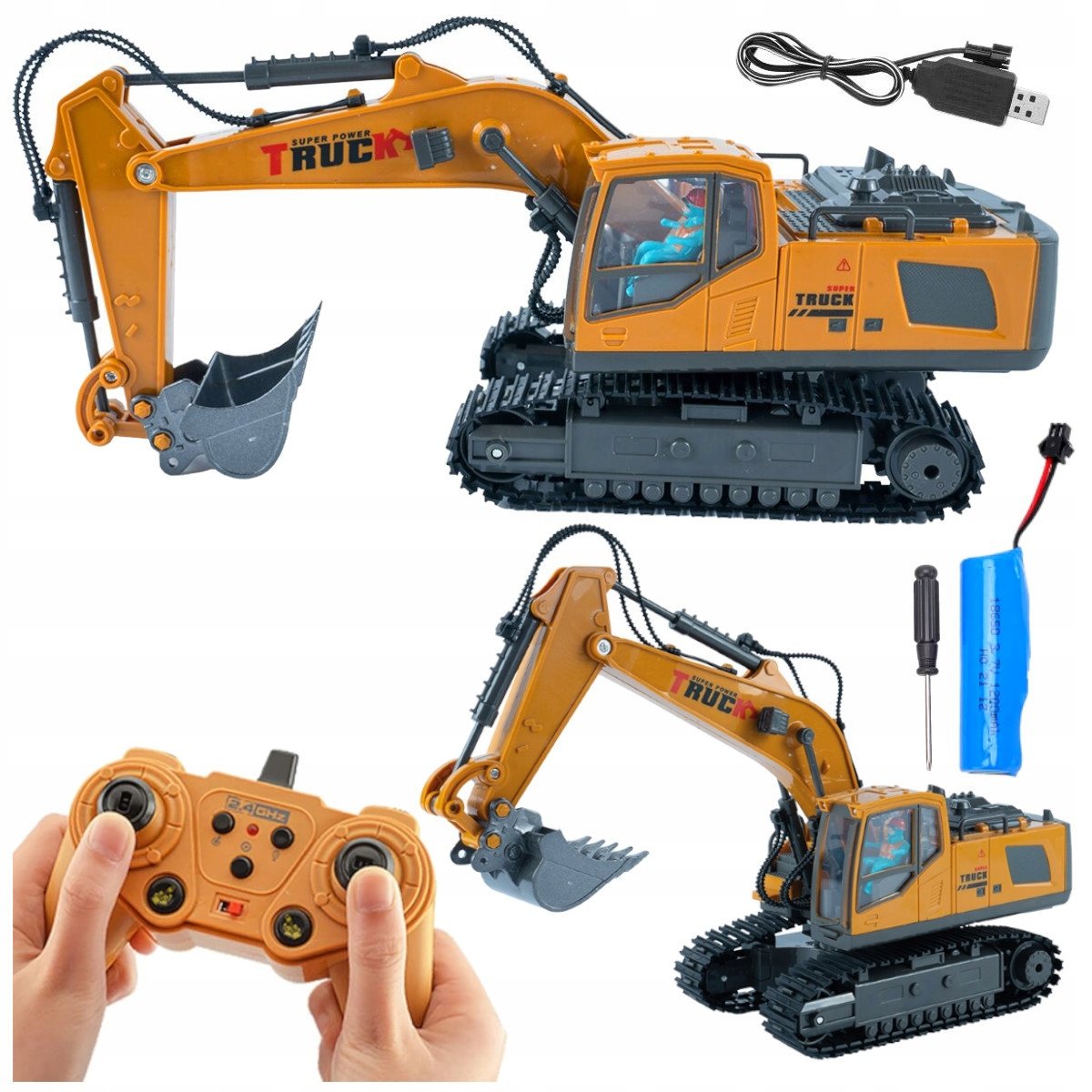 Zdalnie Sterowana KOPARKA R/C na Gąsienicach METALOWA Łycha Dźwięki LED
