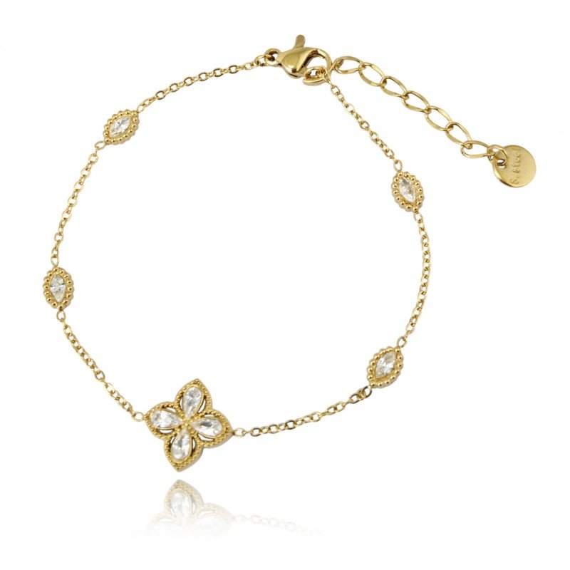 Bransoletka na rękę stal chirurgiczna pozłacana 14k złotem BST1537