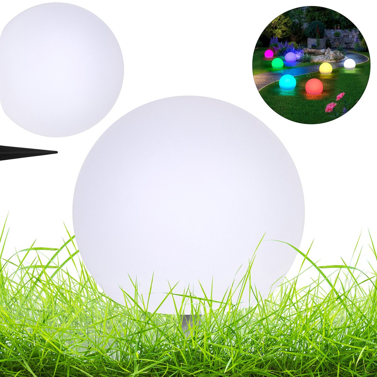 Lampa Ogrodowa Kula Solarna Świetlana 30cm wbijana LED Kolory