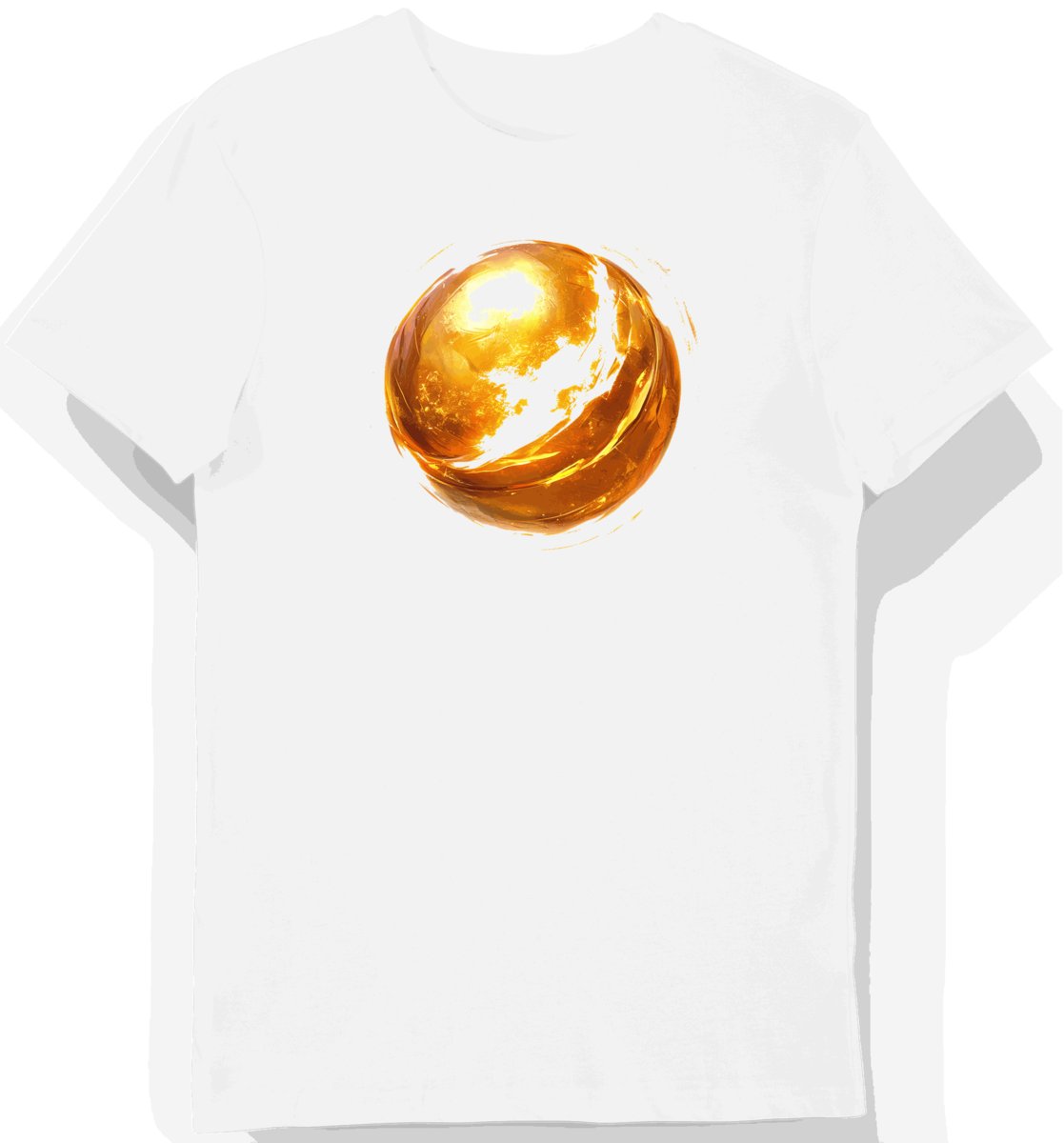 Koszulka męska biała z nadrukiem złotej piłki esportowej 5855 XXL