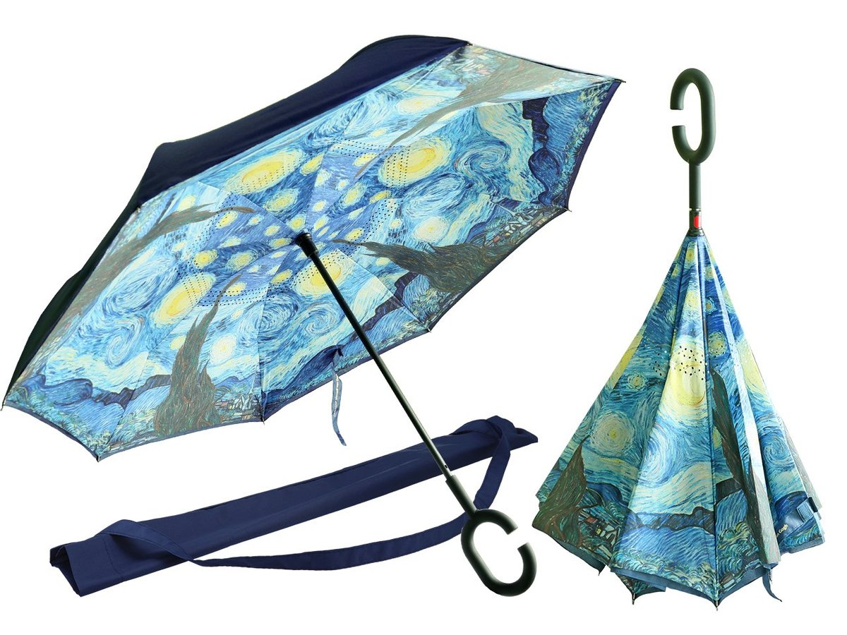 Parasol Odwrotnie Otwierany - V. Van Gogh. Gwiaździsta Noc (Carmani)