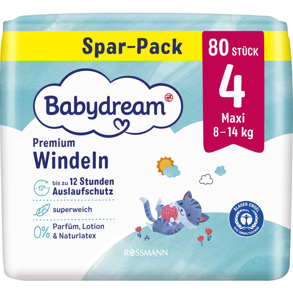 Babydream Prem Windeln Gr. 4 Maxi 8-14 kg 80 szt.