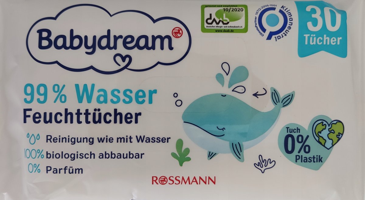 BABYDREAM chusteczki nawilżane water 30 szt
