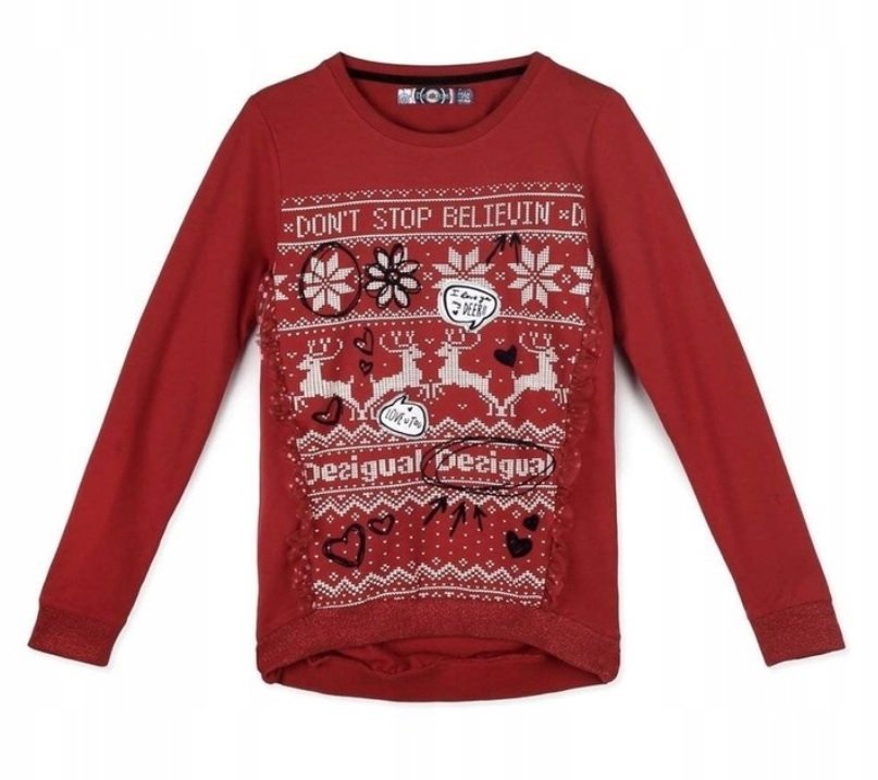 Desigual bluza dziecięca bawełna czerwony rozmiar 158 (153 - 158 cm)