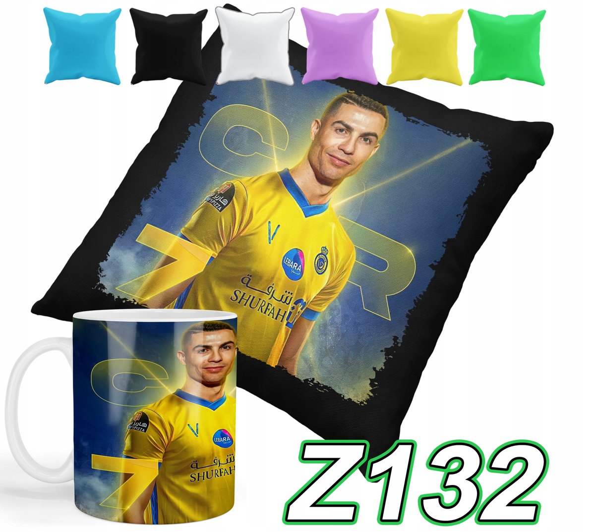 ZESTAW KUBEK + POSZEWKA Z NADRUKIEM CRISTIANO RONALDO CR7 + IMIĘ