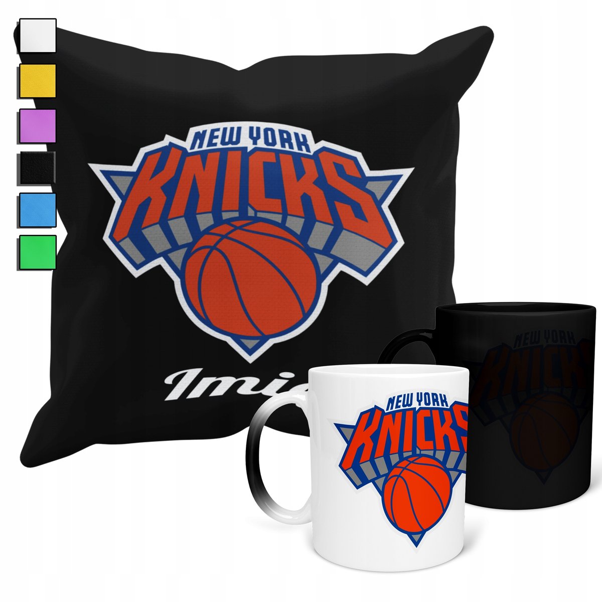 ZESTAW KUBEK MAGICZNY + POSZEWKA Z PODUSZKĄ- NBA NEW YORK KNICKS + IMIĘ