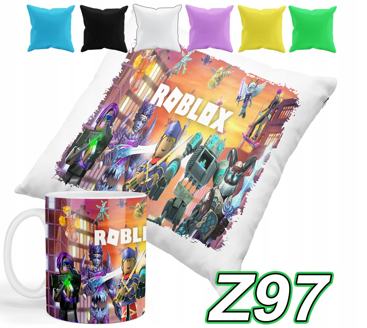 ZESTAW KUBEK + POSZEWKA Z NADRUKIEM ROBLOX LUDZIKI GRY GIERKI + IMIĘ