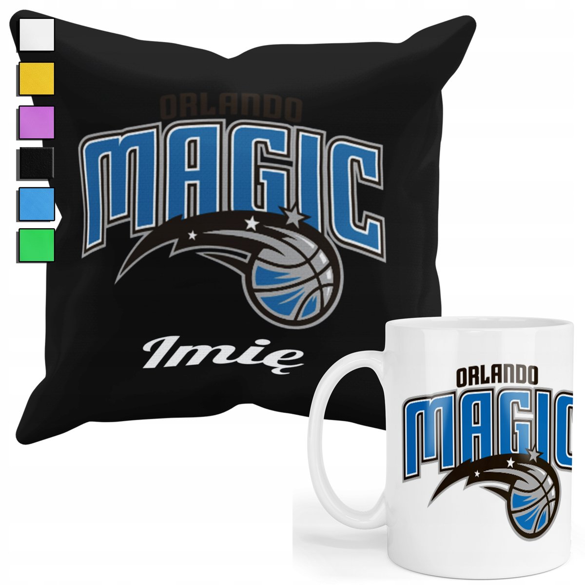 ZESTAW KUBEK + PODUSZKA Z POSZEWKĄ- PREZENT DLA FANA ORLANDO MAGIC + IMIĘ