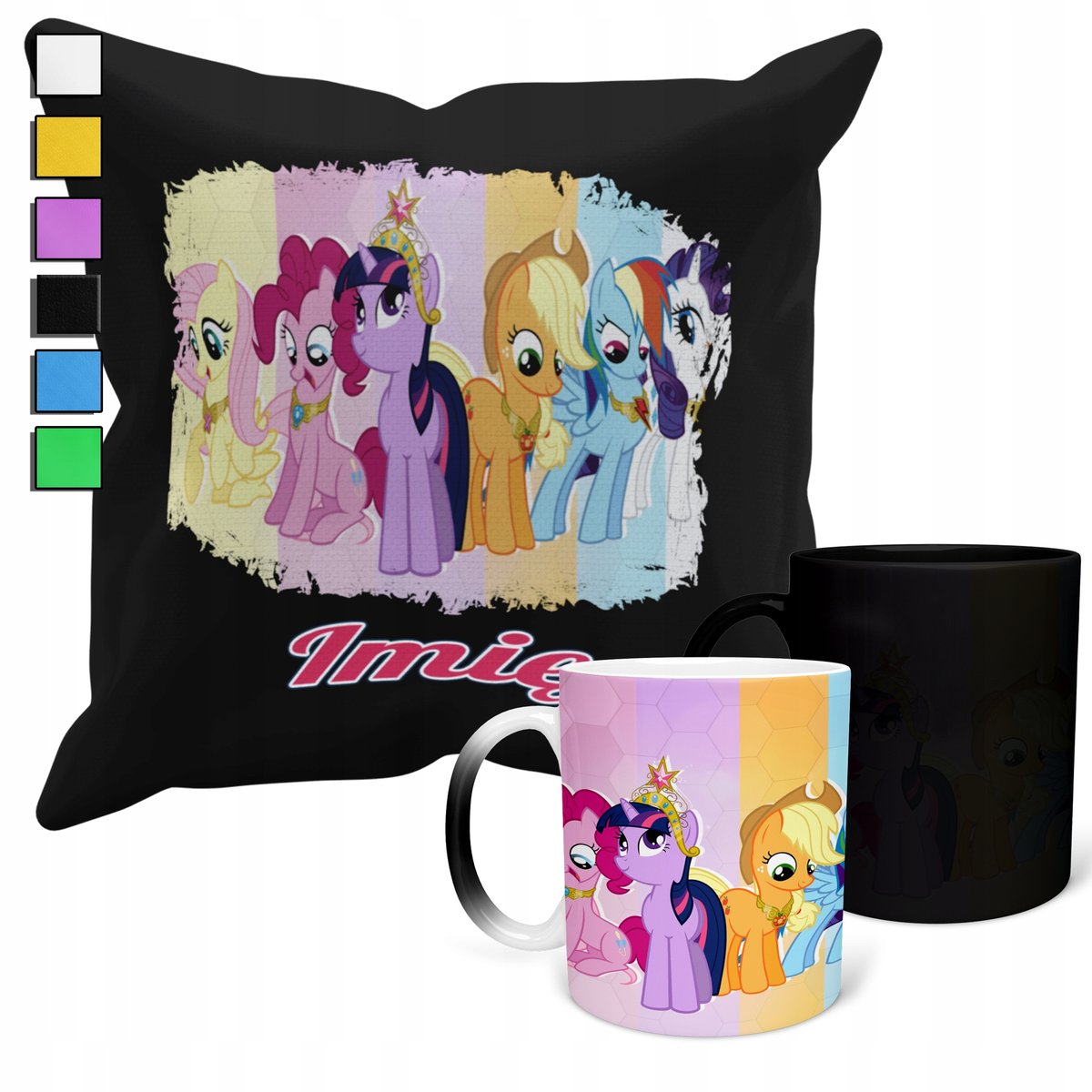 ZESTAW KUBEK MAGICZNY ZMIENIAJĄCY KOLOR + POSZEWKA MY LITTLE PONY + IMIĘ