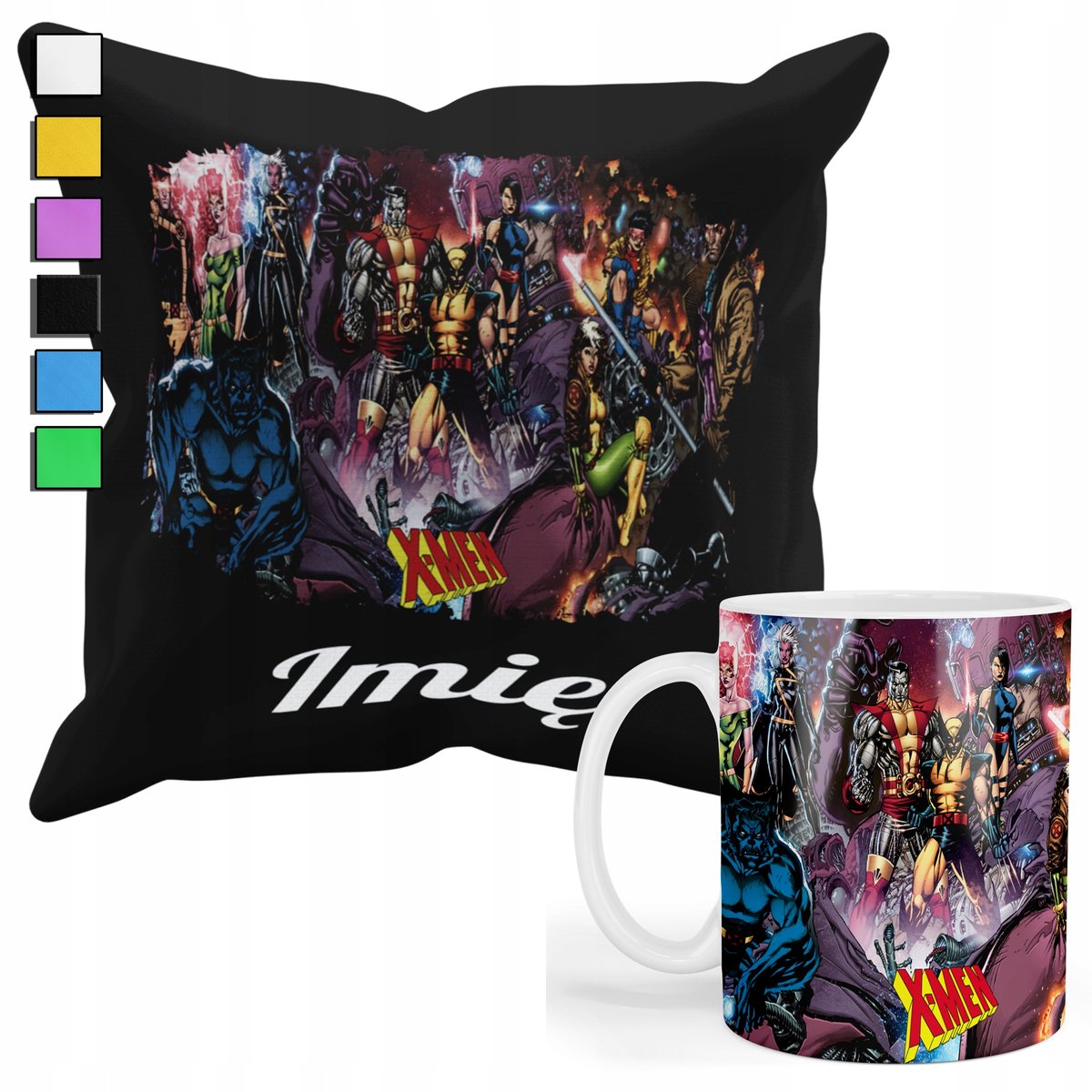 ZESTAW KUBEK + POSZEWKA Z NADRUKIEM-DLA FANA PREZENT AVENGERS +IMIĘ