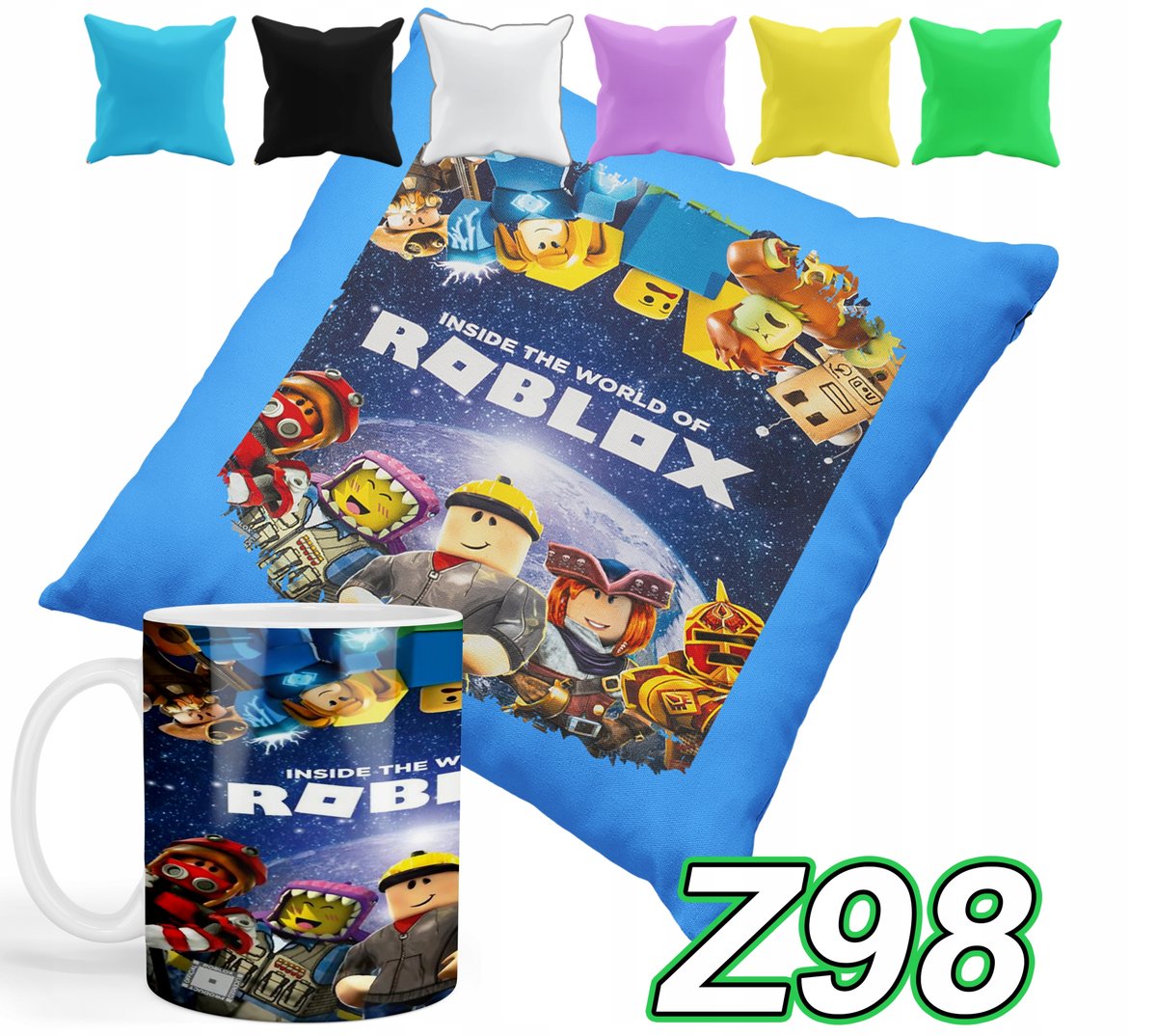 ZESTAW KUBEK + POSZEWKA Z PODUSZKĄ ROBLOX BAJKI+ IMIĘ