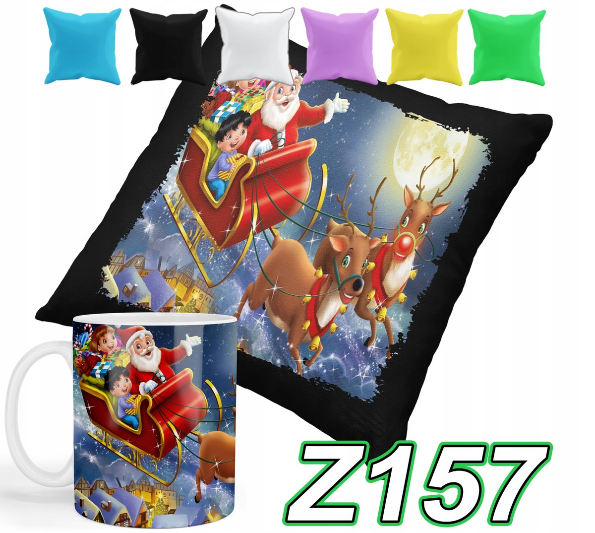 ZESTAW KUBEK + POSZEWKA Z PODUSZKĄ ŚWIĘTA MIKOŁAJ CHRISTMAS+ IMIĘ