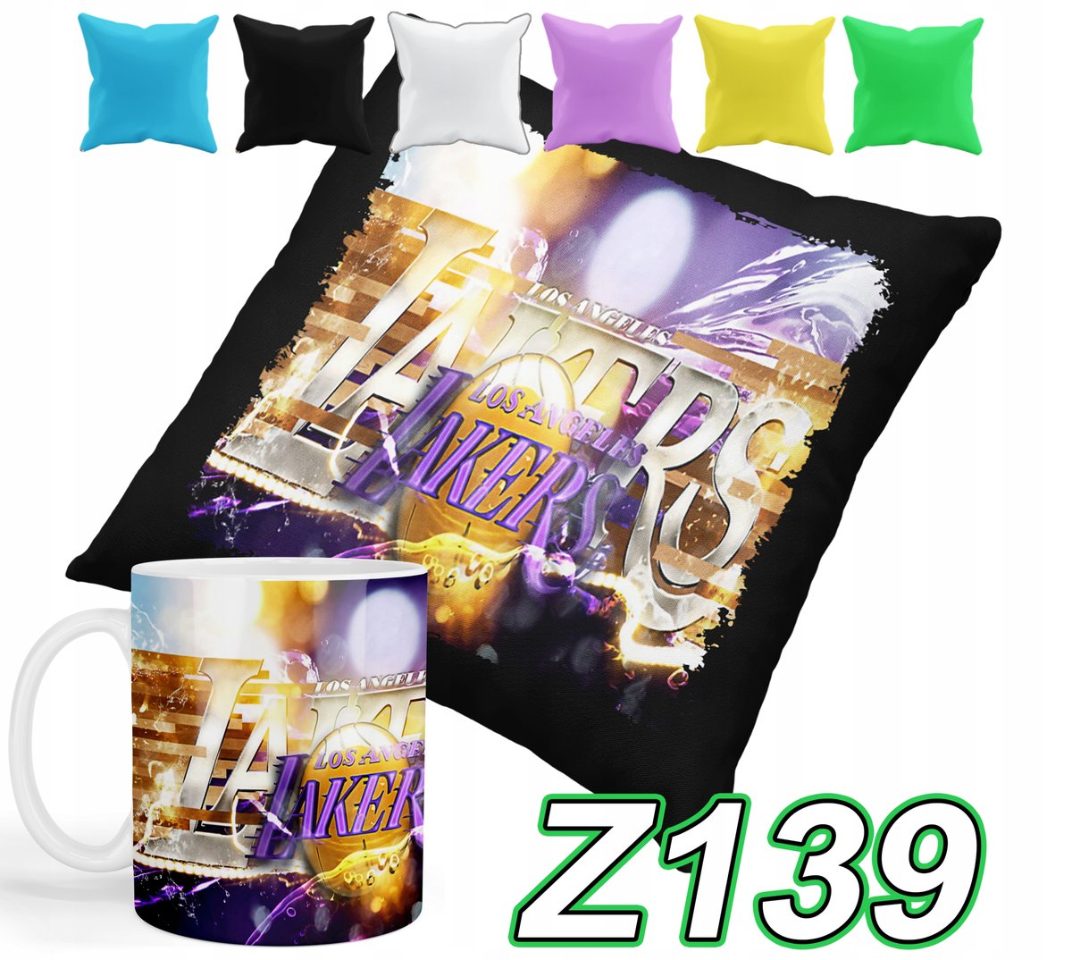 ZESTAW KUBEK + POSZEWKA Z NADRUKIEM LA LAKERS LEBRON JAMES NBA+ IMIĘ