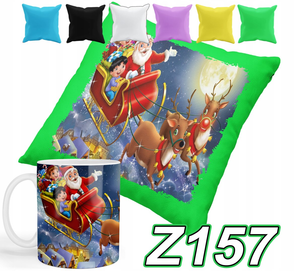 ZESTAW KUBEK + POSZEWKA Z PODUSZKĄ ŚWIĘTA MIKOŁAJ CHRISTMAS+ IMIĘ