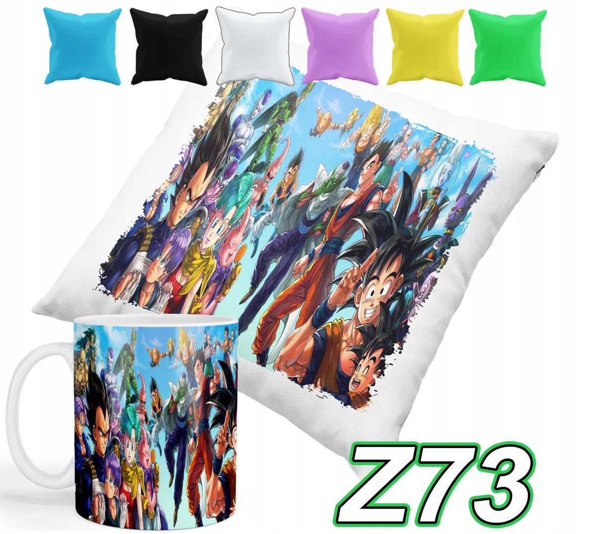 ZESTAW KUBEK + POSZEWKA Z NADRUKIEM DRAGONBALL GOKU ANIME + IMIĘ