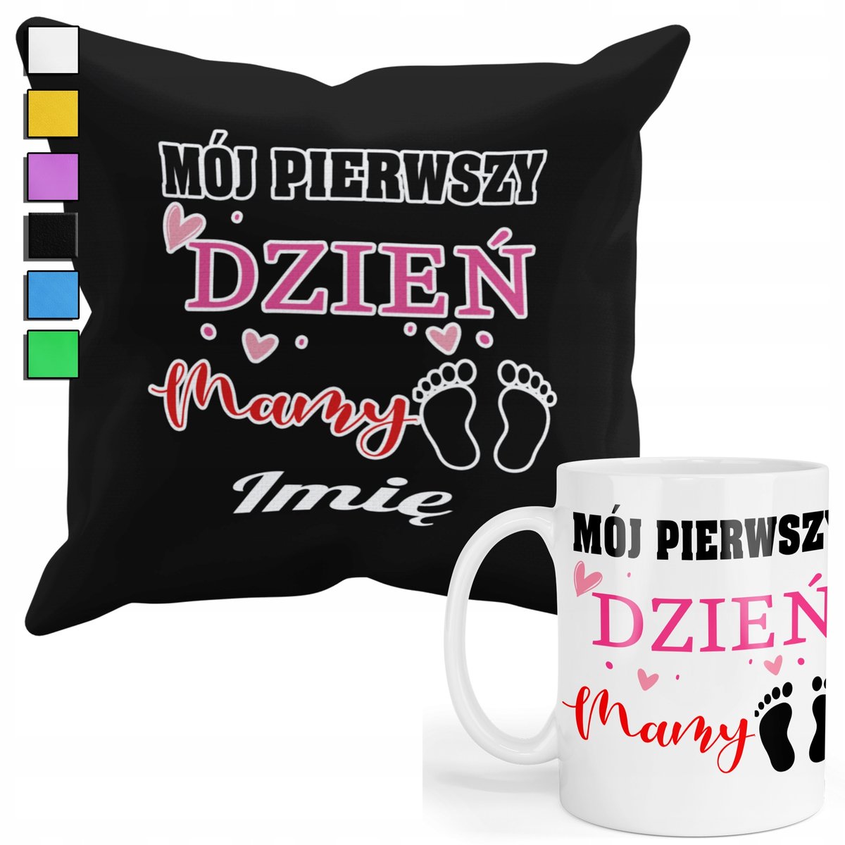 ZESTAW KUBEK + POSZEWKA Z NADRUKIEM-DLA FANA PREZENT DZIEŃ MAMY MATKI +IMIĘ