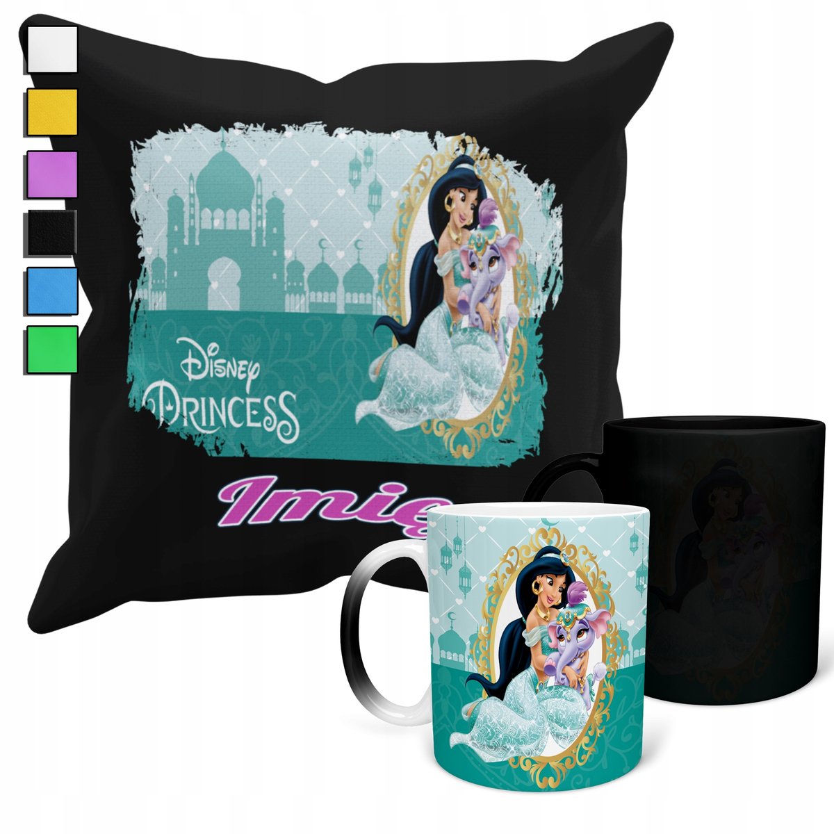 ZESTAW KUBEK MAGICZNY + POSZEWKA Z PODUSZKĄ- PREZENT PRINCESSY + IMIĘ