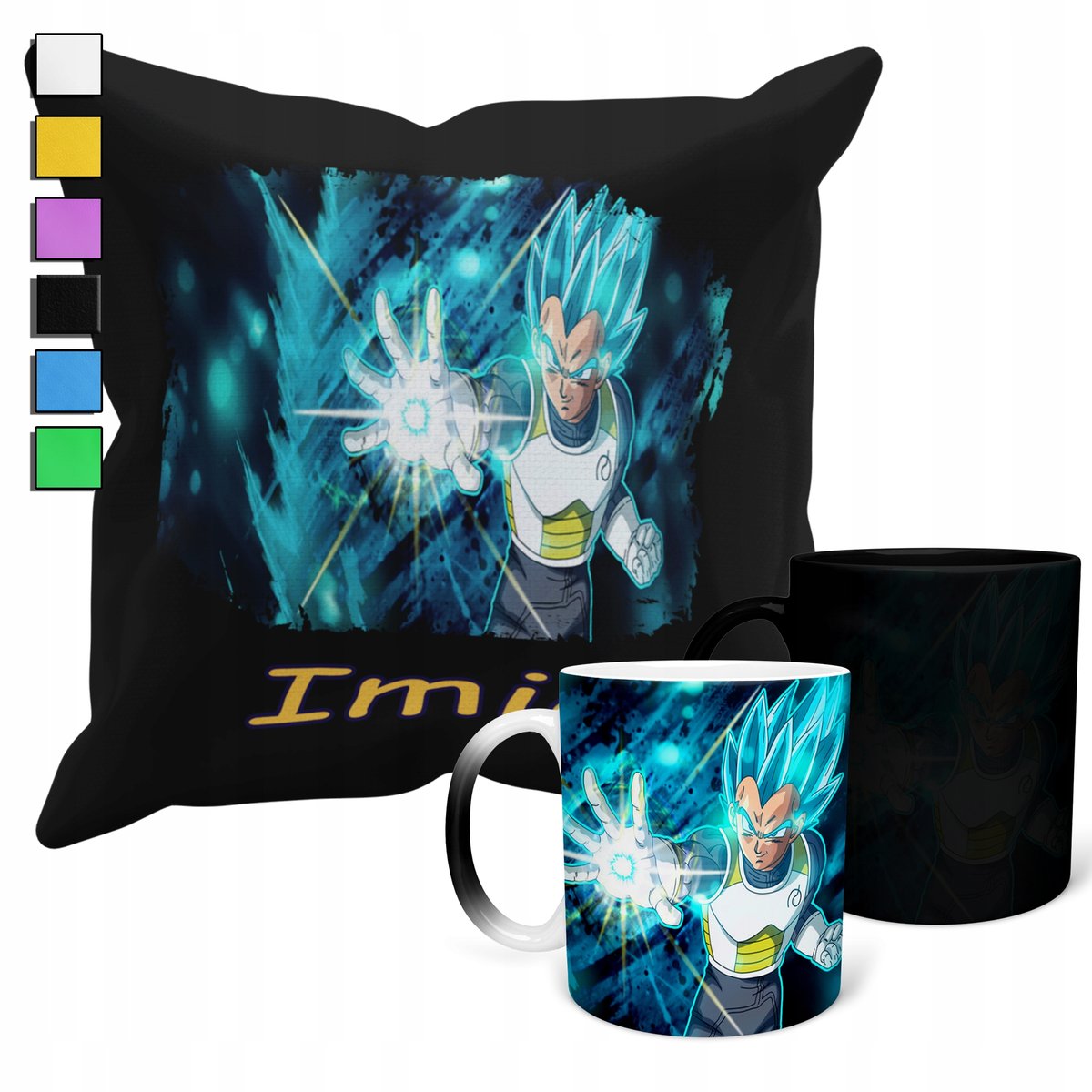 ZESTAW KUBEK MAGICZNY + POSZEWKA Z PODUSZKĄ-PREZENT DRAGONBALL ANIME + IMIĘ