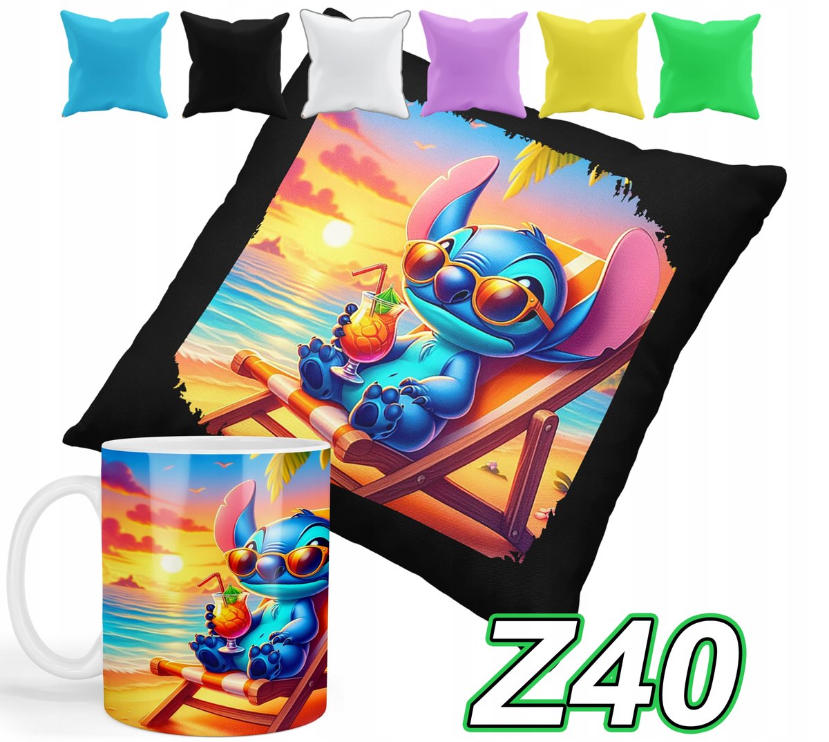 ZESTAW KUBEK +POSZEWKA Z NADRUKIEM PREZENT LILO STICZ ANGEL +IMIĘ