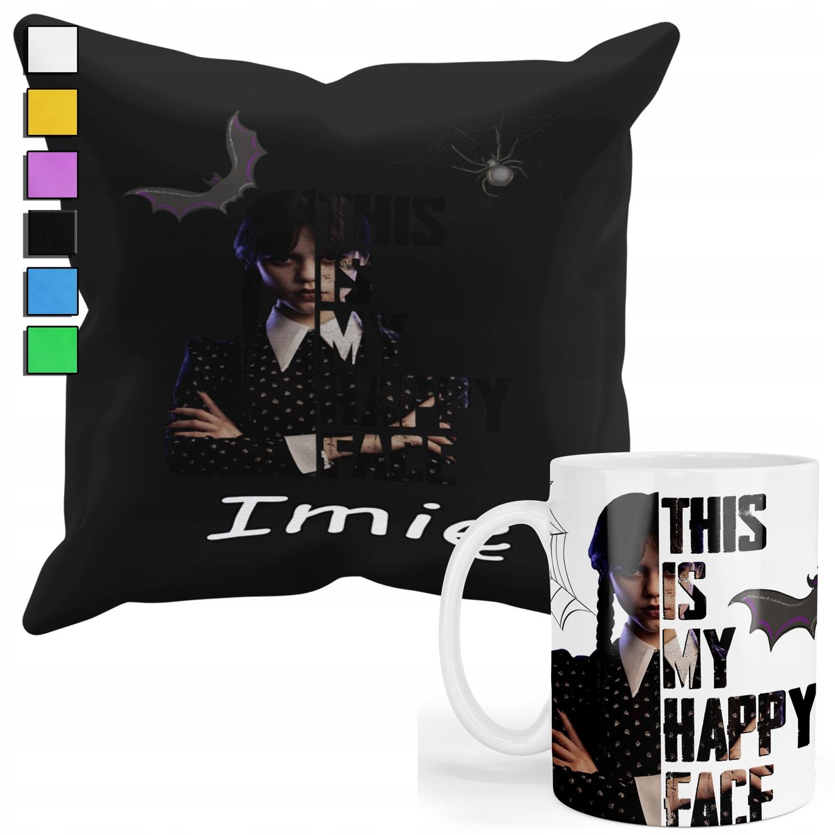 ZESTAW KUBEK + PODUSZKA Z POSZEWKĄ- PREZENT DLA FANA RĄCZKA ENID SERIELE +