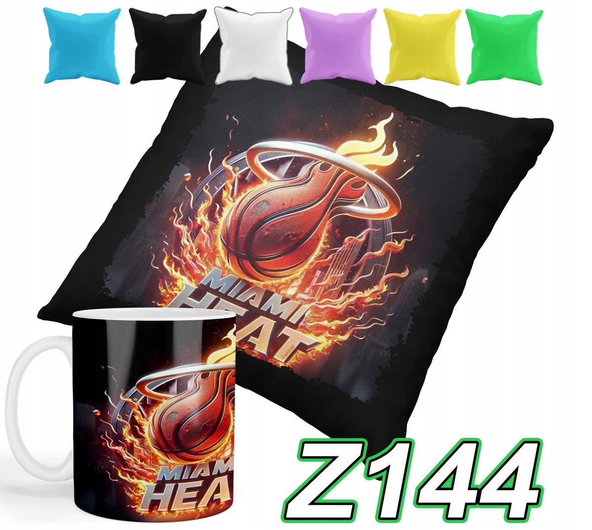 ZESTAW KUBEK + POSZEWKA Z NADRUKIEM MIAMI HEAT NBA BASKETBALL + IMIĘ