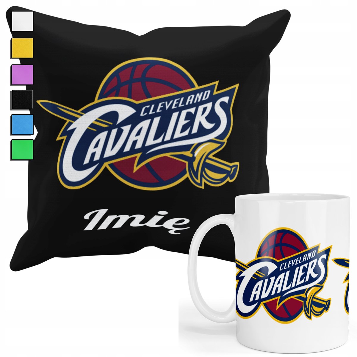 ZESTAW KUBEK + POSZEWKA Z NADRUKIEM-DLA FANA NBA CLEVELAND CAVALIERS +IMIĘ