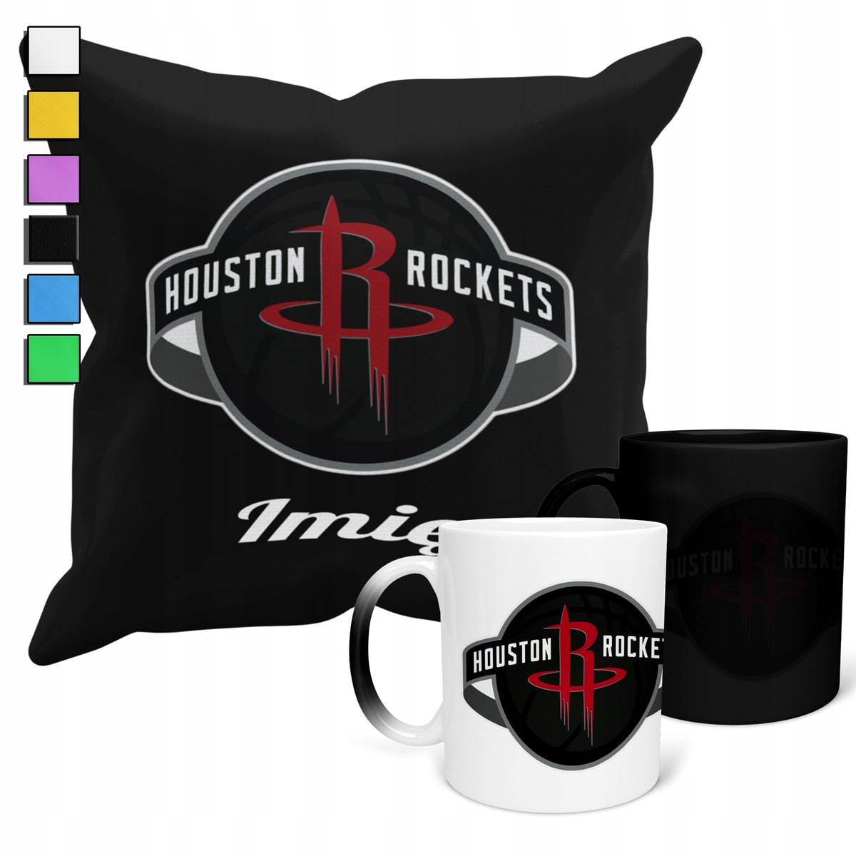 ZESTAW KUBEK MAGICZNY + POSZEWKA Z PODUSZKĄ- NBA HOUSTON ROCKETS + IMIĘ