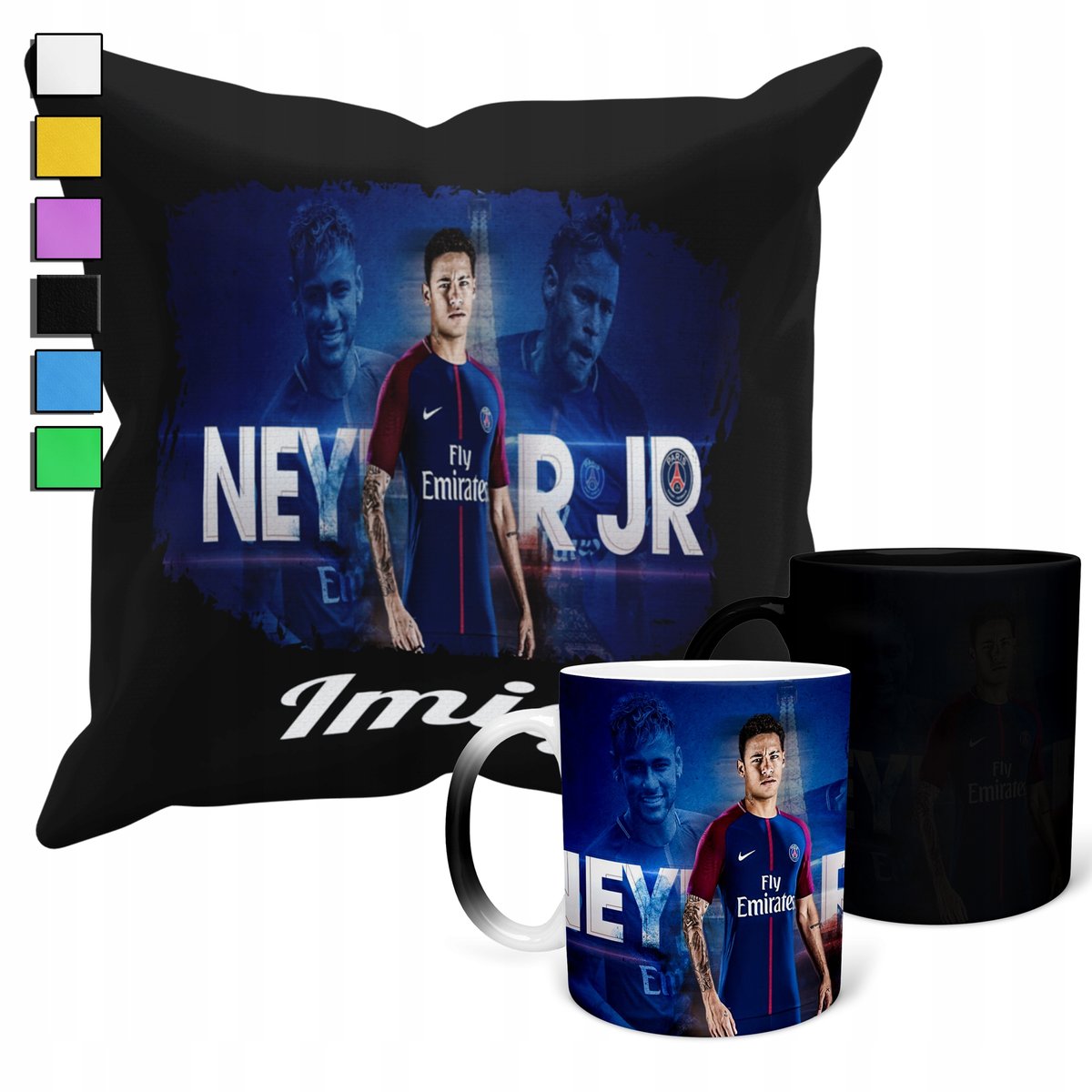 ZESTAW KUBEK MAGICZNY + POSZEWKA Z PODUSZKĄ- NEYMAR JR PIŁKARZ PIŁKA + IMIĘ