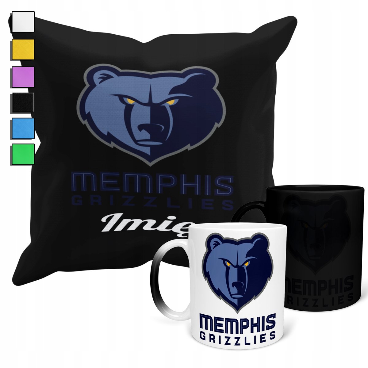 ZESTAW KUBEK MAGICZNY + POSZEWKA Z PODUSZKĄ- NBA MEMPHIS GRIZZLES + IMIĘ