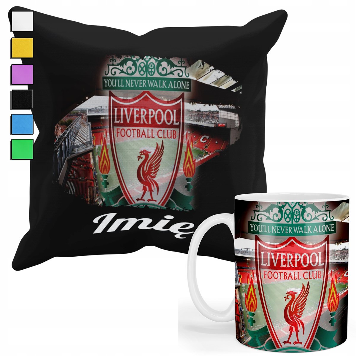 ZESTAW KUBEK + POSZEWKA Z NADRUKIEM-DLA FANA KLUBY LIVERPOOL+IMIĘ