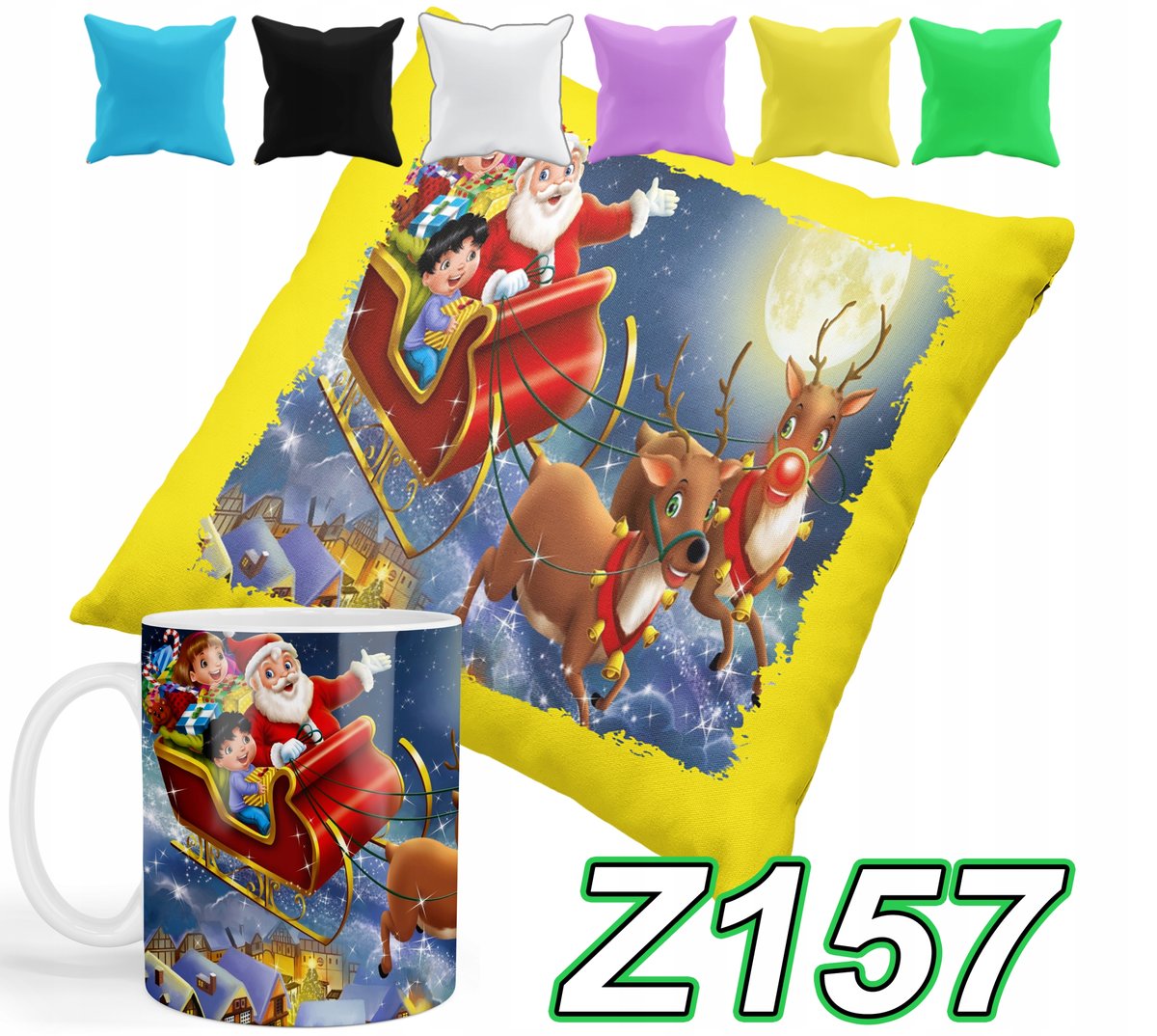 ZESTAW KUBEK + POSZEWKA Z PODUSZKĄ ŚWIĘTA MIKOŁAJ CHRISTMAS+ IMIĘ