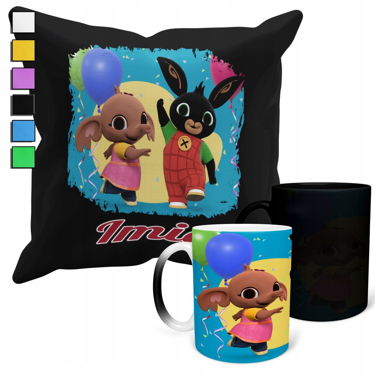 ZESTAW KUBEK MAGICZNY ZMIENIAJĄCY KOLOR + POSZEWKA PANDA KRÓLIK + IMIĘ