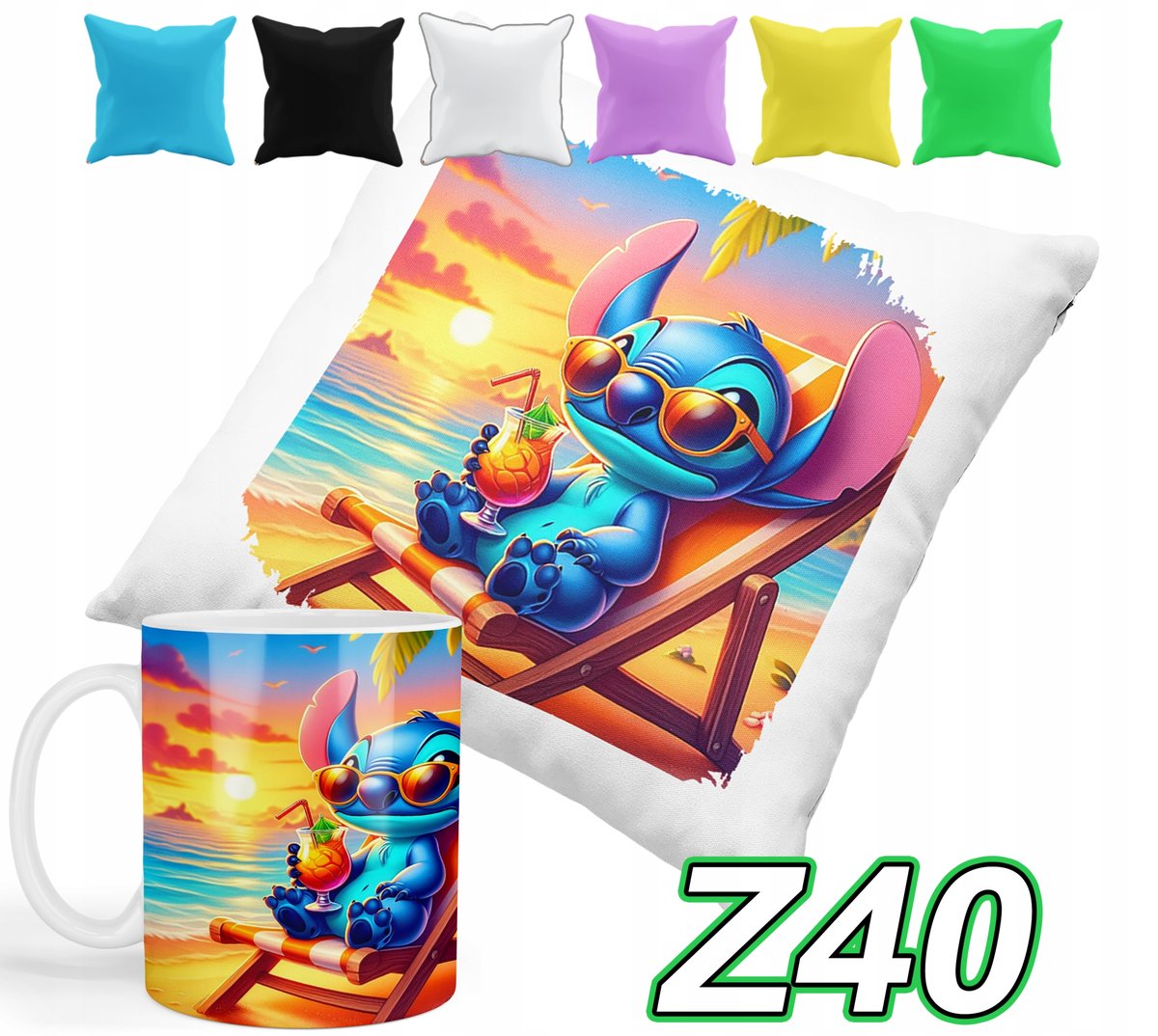 ZESTAW KUBEK + POSZEWKA Z PODUSZKĄ LILO & STICZ ANGEL + IMIĘ