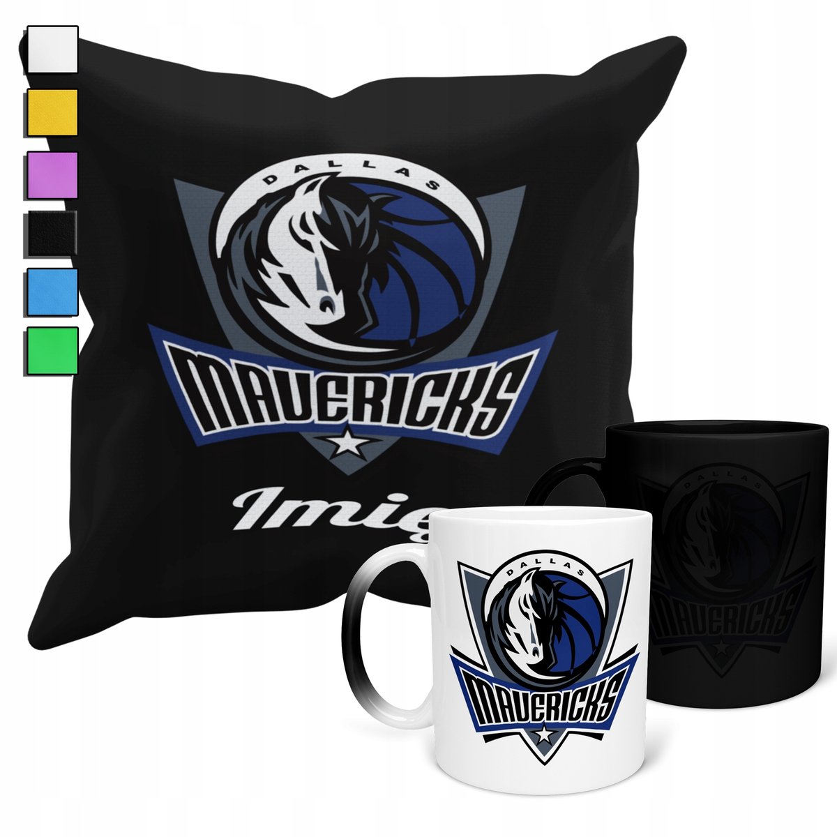 ZESTAW KUBEK MAGICZNY + POSZEWKA Z PODUSZKĄ- NBA DALLAS MAVERICKS + IMIĘ