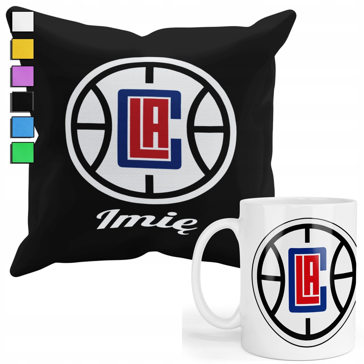 ZESTAW KUBEK + POSZEWKA Z NADRUKIEM-DLA FANA NBA LOS ANGELES CLIPPERS +IMIĘ