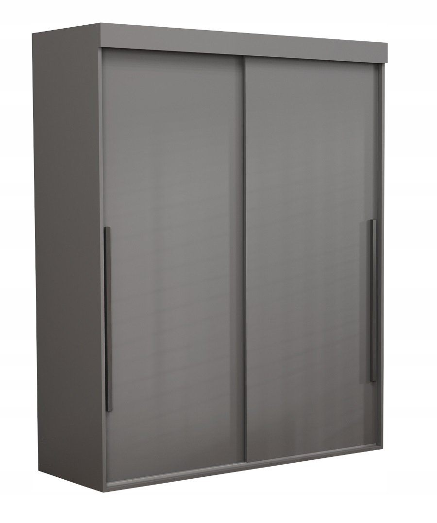 Nowoczesny Desing Szafa Przesuwna ALLAM Czarne Uchwyty 110x202 Antracyt