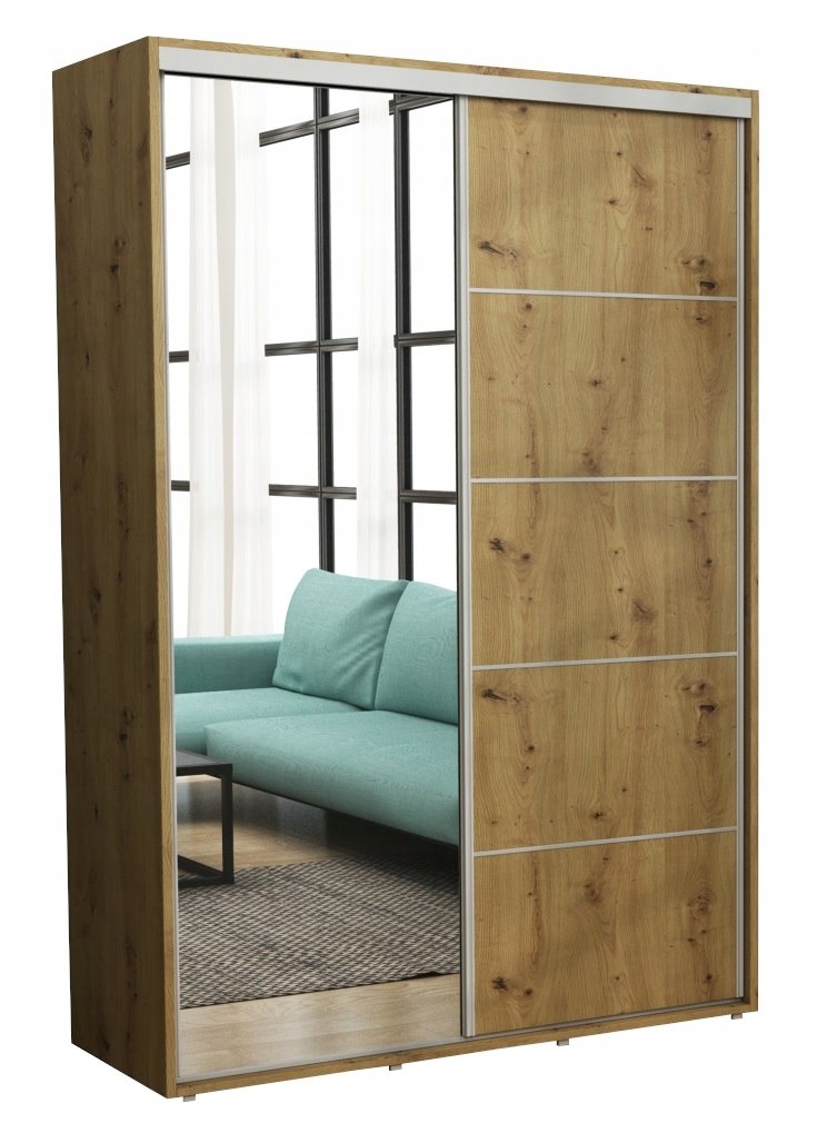 Szafa Przesuwna Iga Paski Alu Lustro160x242 Artisan /Szafa Ubraniowa