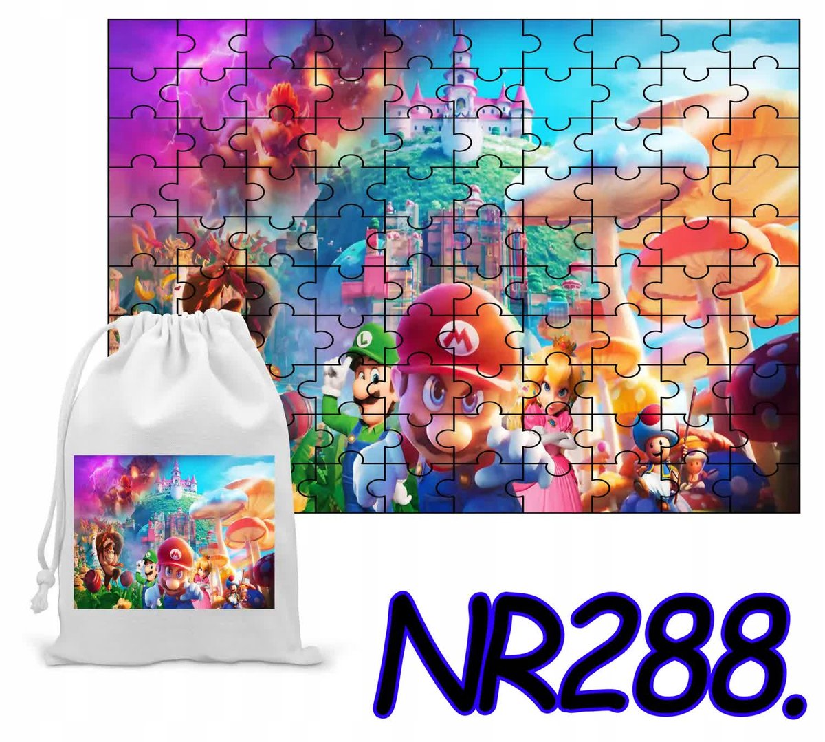 Puzzle 110 El. Układanka Dla Dzieci Mario Luigi Gry + Woreczek Z Nadrukiem