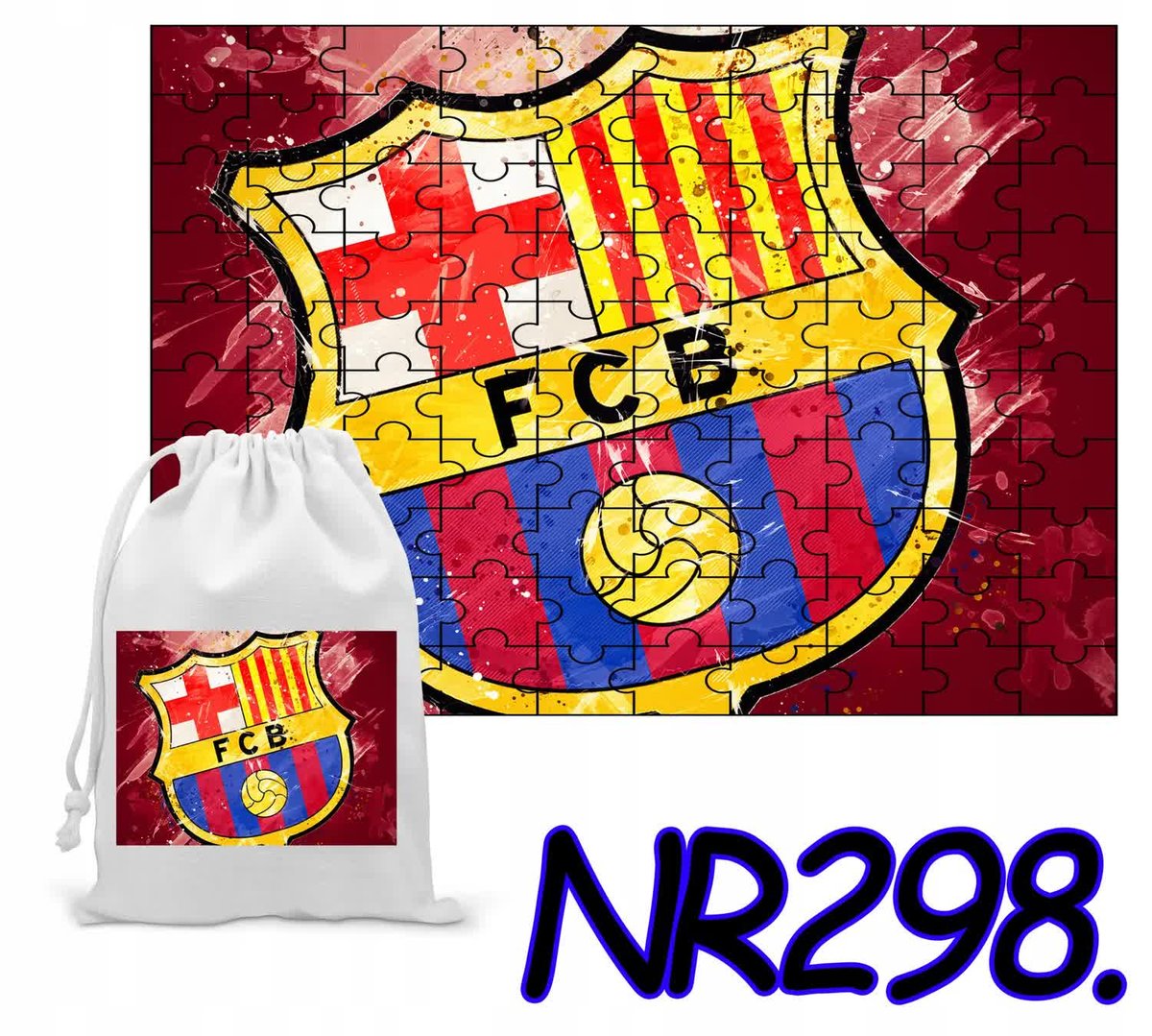 Okazja Puzzle 252El. Układanka Barcelona Piłka Nożna + Woreczek Z Nadrukiem