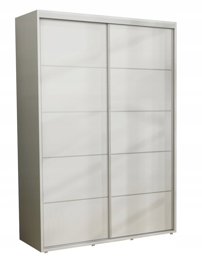 Nowoczesna Szafa Przesuwna Iga Paski Alu 170x242 Biała Pojemna