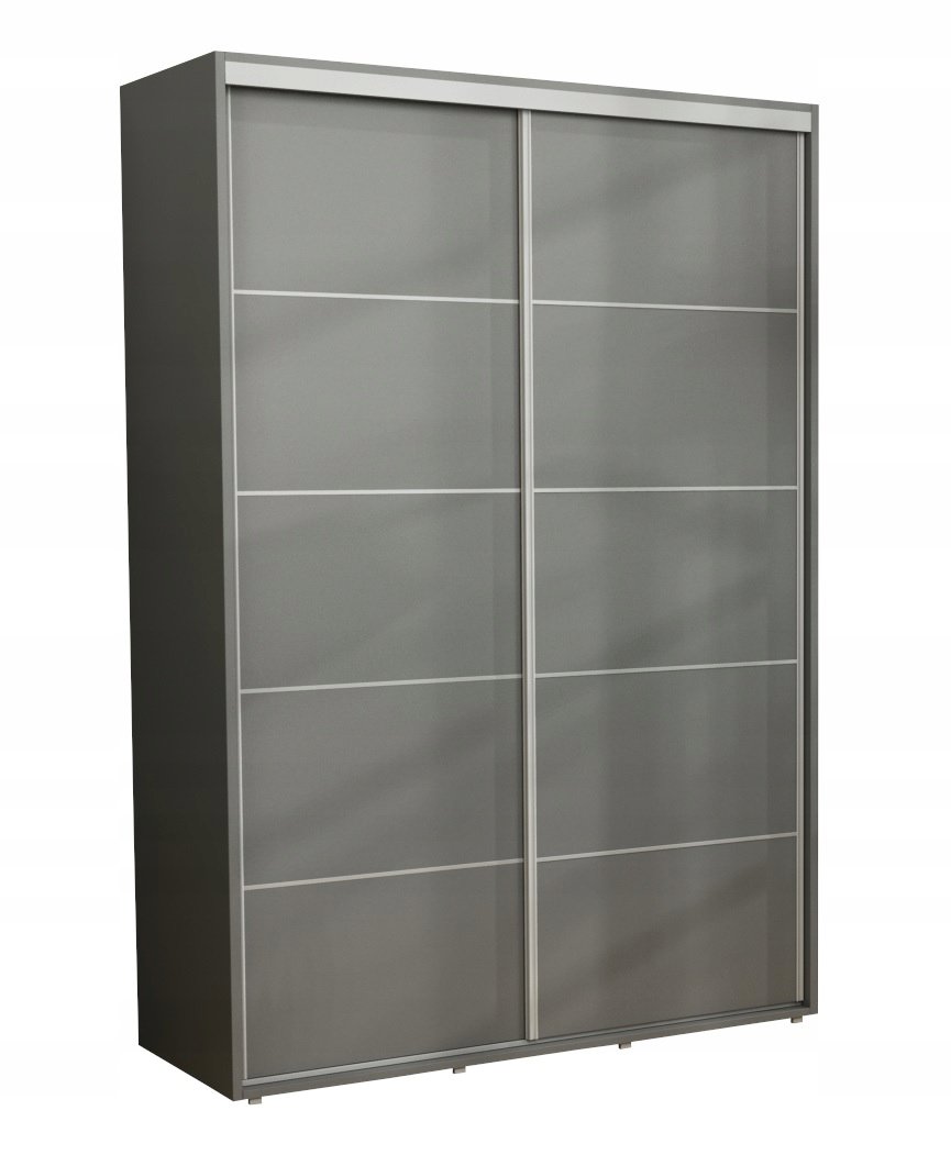 Nowoczesna Szafa Przesuwna Iga Paski Alu 160x242 Antracyt /Różne Wymiary