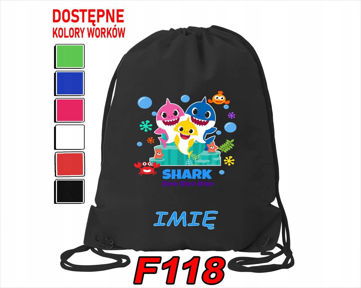 WOREK SZKOLNY NA WF SPORTOWY BLAZE MAPECIĄTKA REKIN TATA BOOBA -IMIĘ